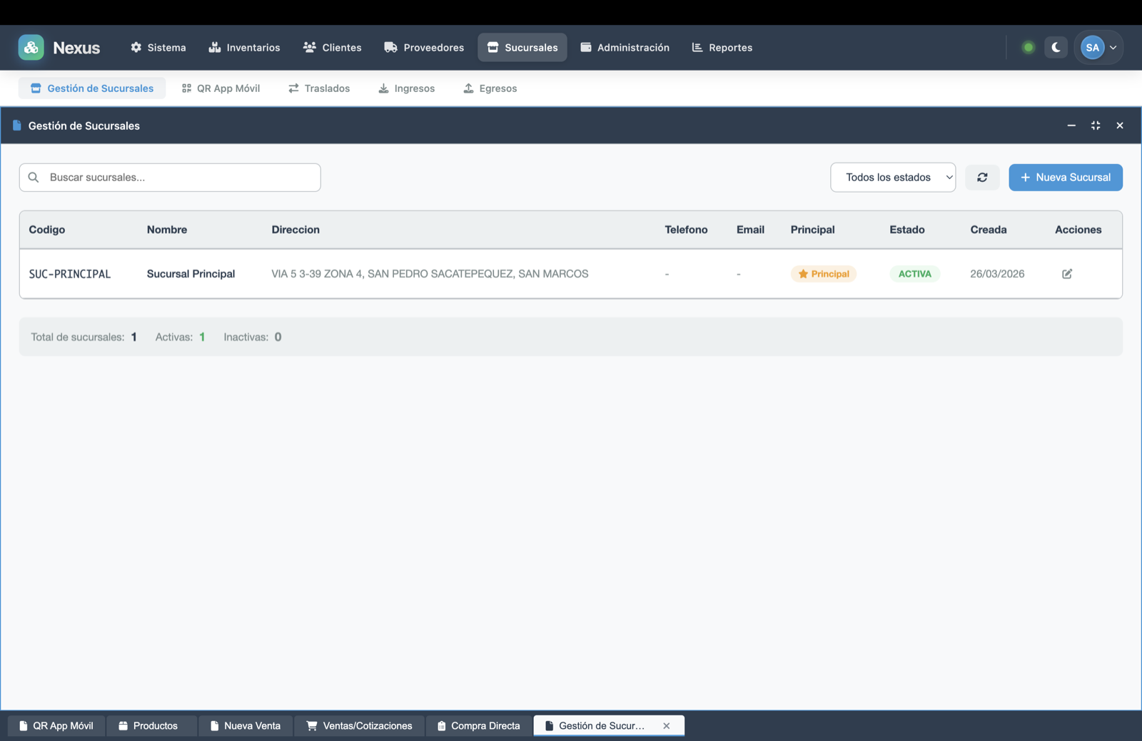 Gestión multi-sucursal en MDI