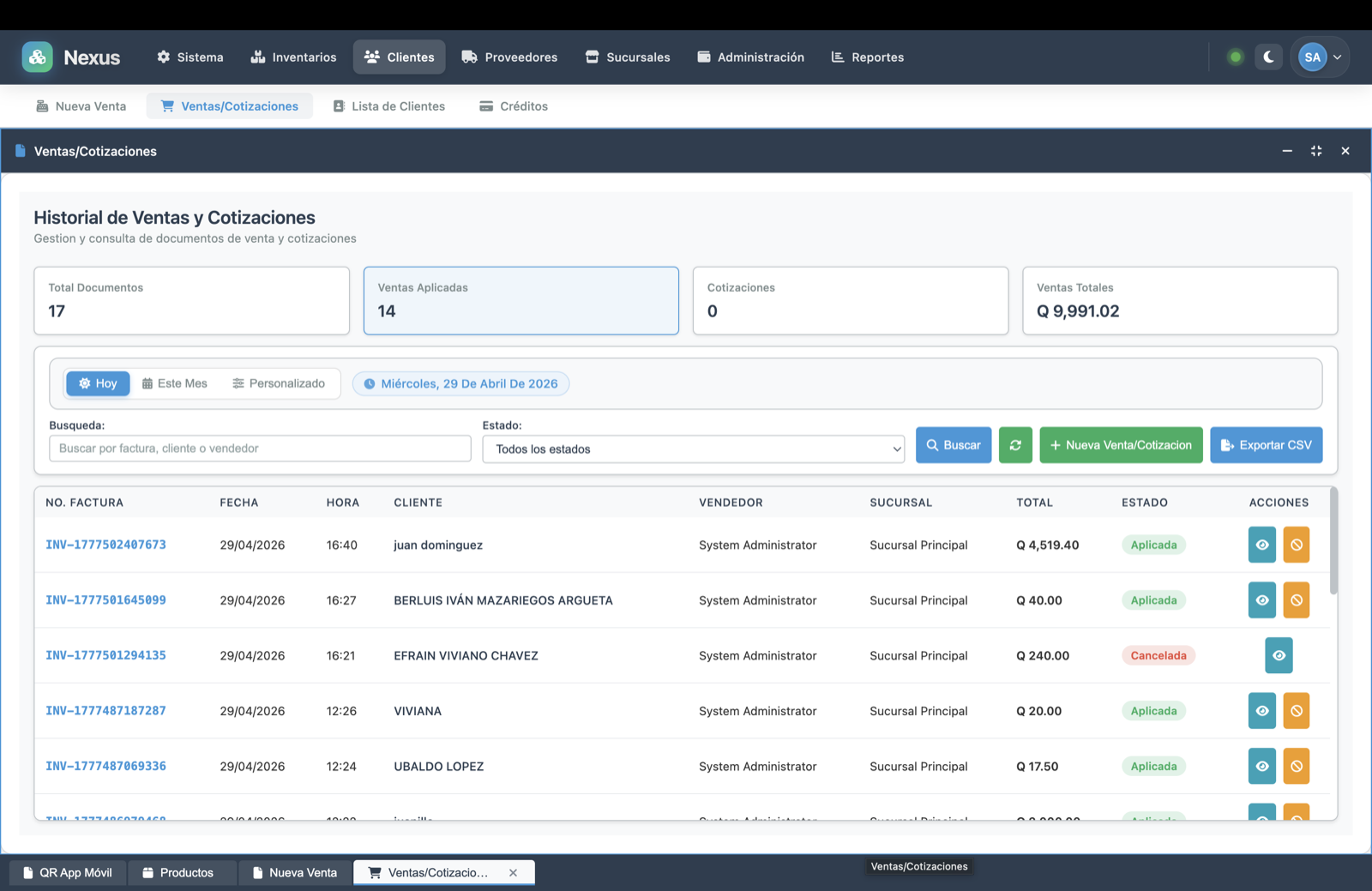 Ventas · Historial de facturas